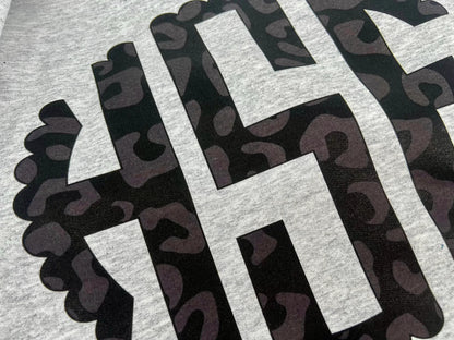 Black Leopard Monogram Crewneck