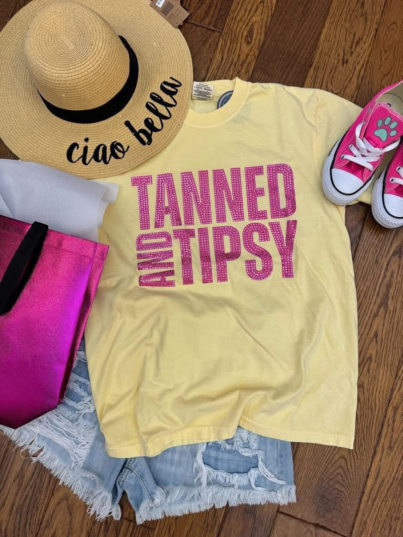 Tanned and Tipsy Spangle Tee