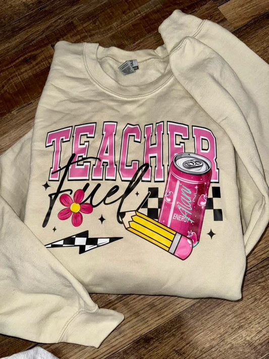 teacher fuel 2x sand sweatshirt RTS, ships next day